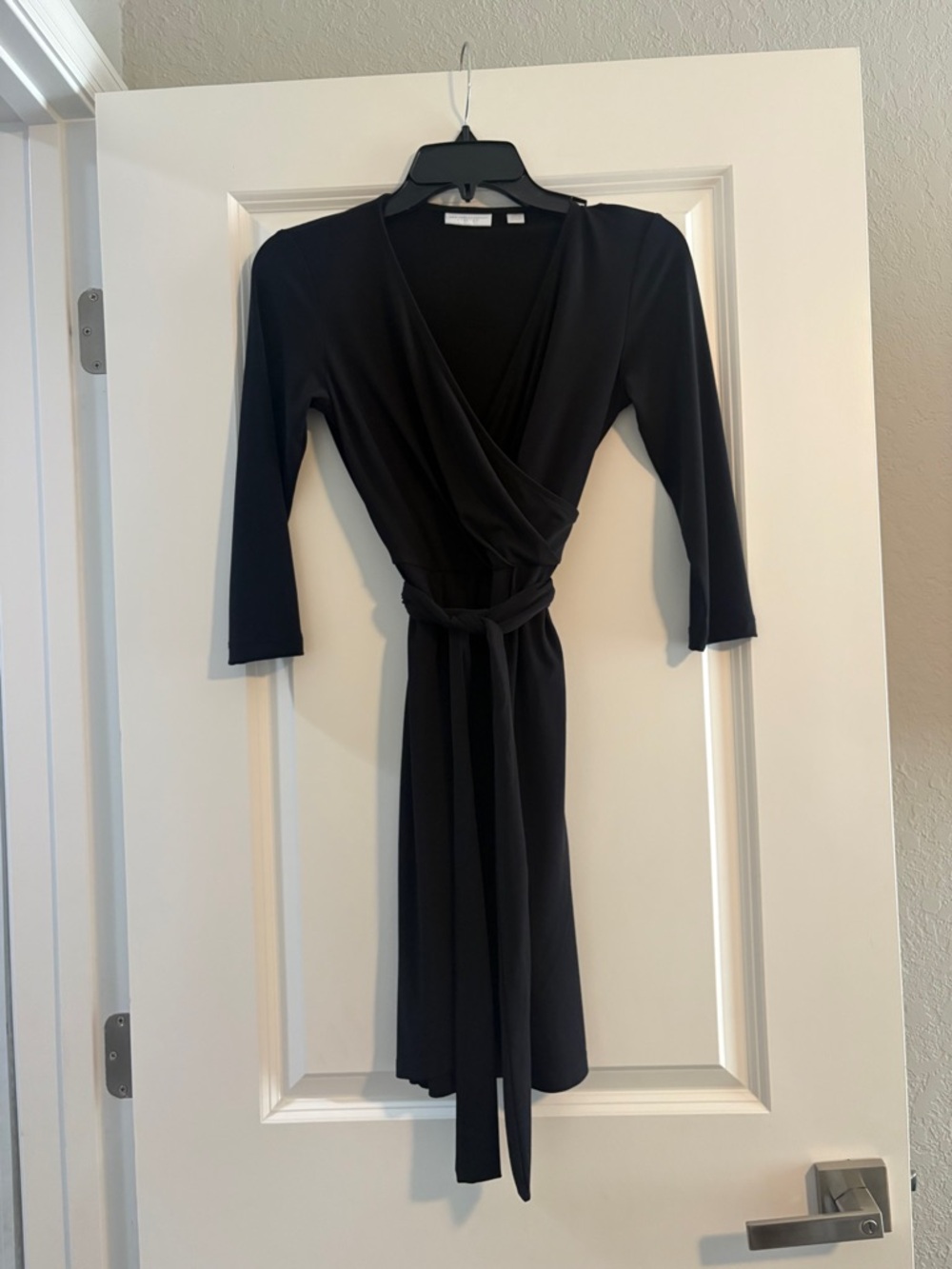 New York & Company XS petite black wrap dress, quarter sleeves